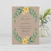 Invitation Mariage Feuillu Taupe Moutarde (Debout devant)