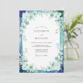 Invitation Mariage Feuillu Teinte de Mer (Debout devant)
