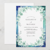 Invitation Mariage Feuillu Teinte de Mer (Devant / Derrière)