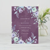 Invitation Mariage Feuillu Violet Améthyste (Debout devant)