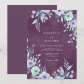 Invitation Mariage Feuillu Violet Améthyste (Devant / Derrière)