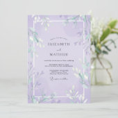 Invitation Mariage Feuillu Violet Doux (Debout devant)