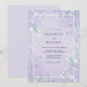 Invitation Mariage Feuillu Violet Doux (Devant / Derrière)