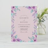 Invitation Mariage Feuillu Violet Mauve (Debout devant)