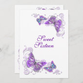 Invitation Mariage fiançailles anniversaire blanc violet (Devant / Derrière)