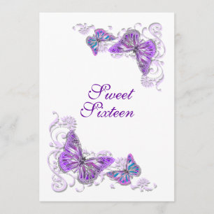 Invitation Mariage fiançailles anniversaire blanc violet