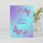 Invitation Mariage fiançailles anniversaire bleu violet (Debout devant)