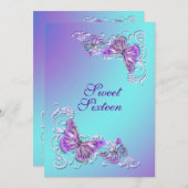 Invitation Mariage fiançailles anniversaire bleu violet (Devant / Derrière)