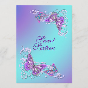 Invitation Mariage fiançailles anniversaire bleu violet
