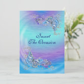 Invitation Mariage fiançailles anniversaire bleu violet (Debout devant)