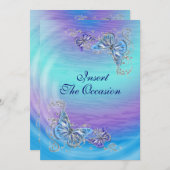 Invitation Mariage fiançailles anniversaire bleu violet (Devant / Derrière)