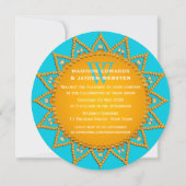 Invitation Mariage Fiançailles Aqua et Orange Sunshine (Dos)