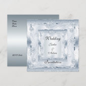 Invitation Mariage Fiançailles Art Déco Argent Ble (Devant / Derrière)