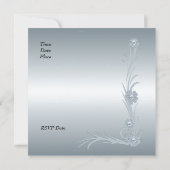 Invitation Mariage Fiançailles Art Déco Argent Ble (Dos)