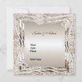 Invitation Mariage Fiançailles Cadre Floral Sépia (Dos)