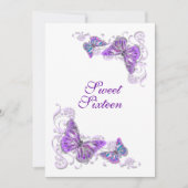 Invitation Mariage fiançailles d'anniversaire blanc violet (Devant)