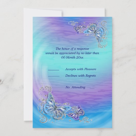 Invitation Mariage fiançailles d'anniversaire bleu pourpre rs (Dos)