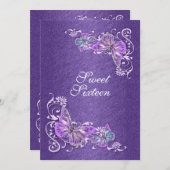 Invitation Mariage fiançailles d'anniversaire bleu violet (Devant / Derrière)