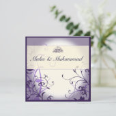 Invitation mariage/fiançailles de fleurs ornées de violet isl (Debout devant)