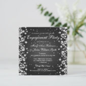 Invitation Mariage Fiançailles d'hiver Sparkle Black (Debout devant)