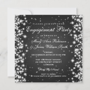 Invitation Mariage Fiançailles d'hiver Sparkle Black