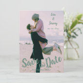 Invitation Mariage Fiançailles moderne photo (Debout devant)