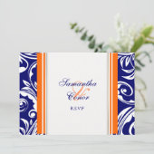 Invitation Mariage fiançailles orange bleu blanc (Debout devant)