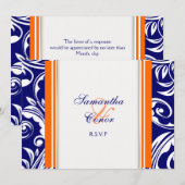 Invitation Mariage fiançailles orange bleu blanc (Devant / Derrière)