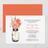 Invitation Mariage Fiançailles Pot Mason et Fleurs Sauvages (Devant / Derrière)