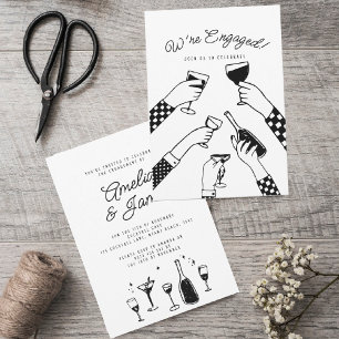 Invitation Mariage Fiançailles rétro à main funky tiré