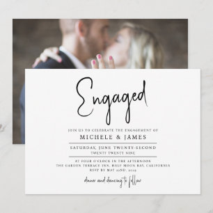 Invitation Mariage Fiançailles Typographie Script Minimaliste