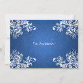 Invitation Mariage Fiançailles Vintage Swirls 2 Sapphire Blue (Dos)