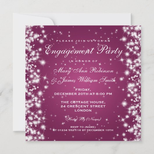 Invitation Mariage Fiançailles Winter Sparkle rose (Devant)