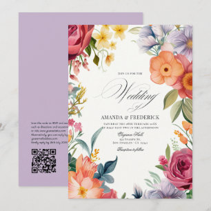 Invitation Mariage Fiesta aux Aquarelles Colorées avec Code Q