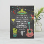 Invitation Mariage Fiesta Chalkboard (Debout devant)