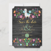 Invitation Mariage Fiesta Enregistrer La Date Lama Art Folklo (Devant)