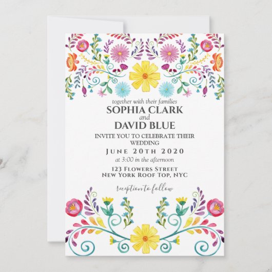 Invitation Mariage Fiesta Floral Mexicain (Devant)