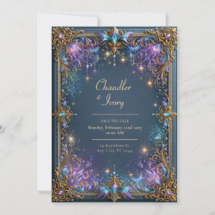 Invitation Mariage Filigrane Céleste Violet de Minuit