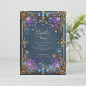 Invitation Mariage Filigrane Céleste Violet de Minuit (Debout devant)