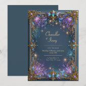 Invitation Mariage Filigrane Céleste Violet de Minuit (Devant / Derrière)
