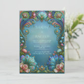 Invitation Mariage Filigrane de Saphir Teal (Debout devant)