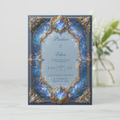 Invitation Mariage Filigrane Galaxie de Saphir (Debout devant)