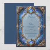 Invitation Mariage Filigrane Galaxie de Saphir (Devant / Derrière)