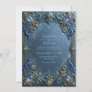 Invitation Mariage Filigrane Galaxie Saphir