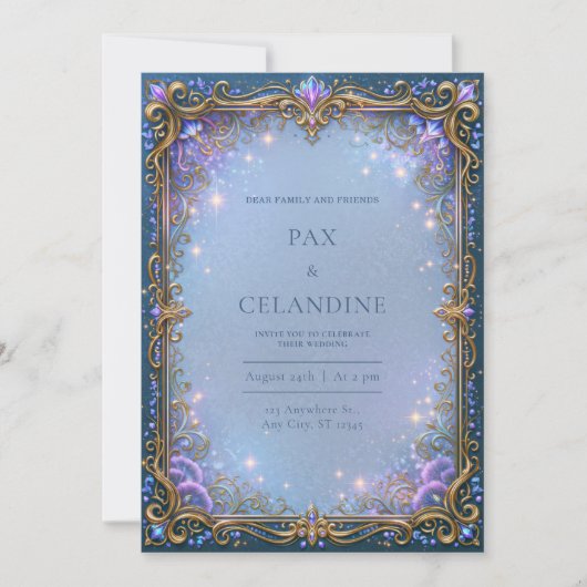 Invitation Mariage Filigrane Starlight Lavande (Devant)