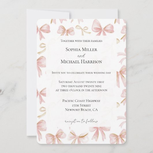 Invitation Mariage Fille Blush Pink (Devant)