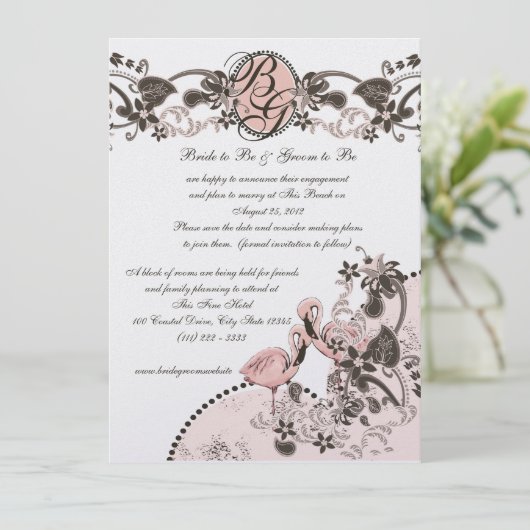 Invitation Mariage Flamant rose Paradise (Debout devant)