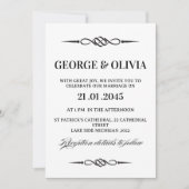 Invitation Mariage Flèche Noeud Celtique Noir Blanc (Devant)