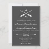 Invitation Mariage Flèches et monogrammes | Gris de charbon (Devant)