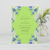 Invitation Mariage Fleur Abstract Vert Citron (Debout devant)